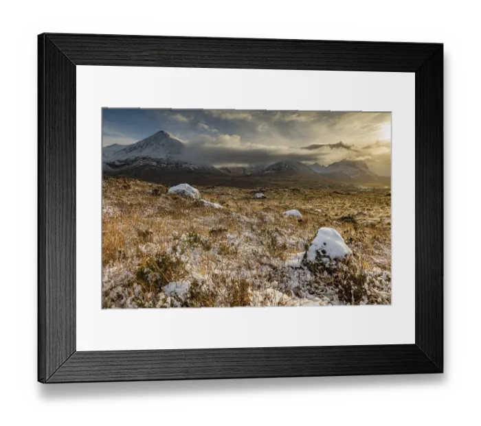 Framed Print : Snowy mountain tops of Ben Lee with clouds in Highland landscape Framed Print : Snowy mountain tops of Ben Lee with clouds in Highland landscape