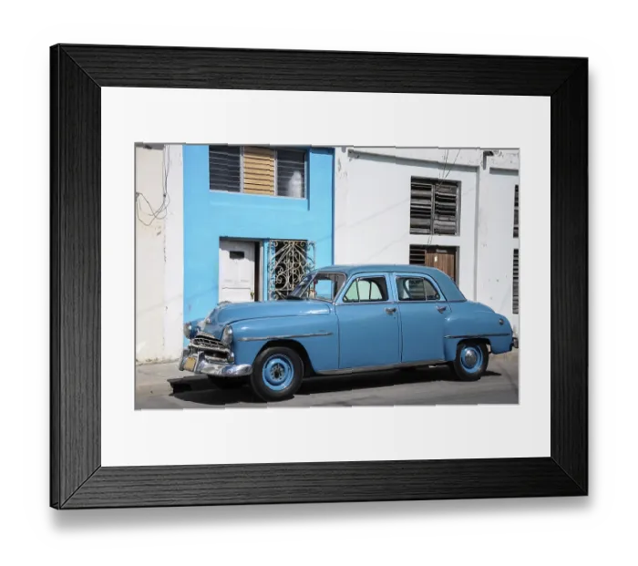 Framed Print : Old american vintage car park on street in Havana Cuba