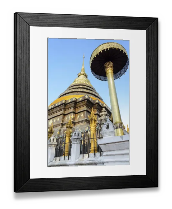 Framed Print : Ancient pagodas at Wat Phra That Lampang Luang temple at Lampang Province in northern Thailand