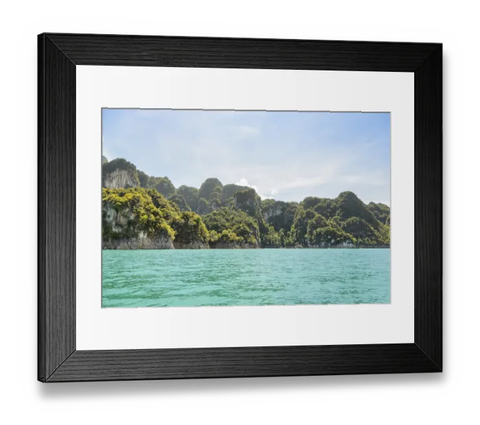 Framed Print : High mountain range above the green lake at Ratchapapha dam in Khao Sok National Park Framed Print : High mountain range above the green lake at Ratchapapha dam in Khao Sok National Park