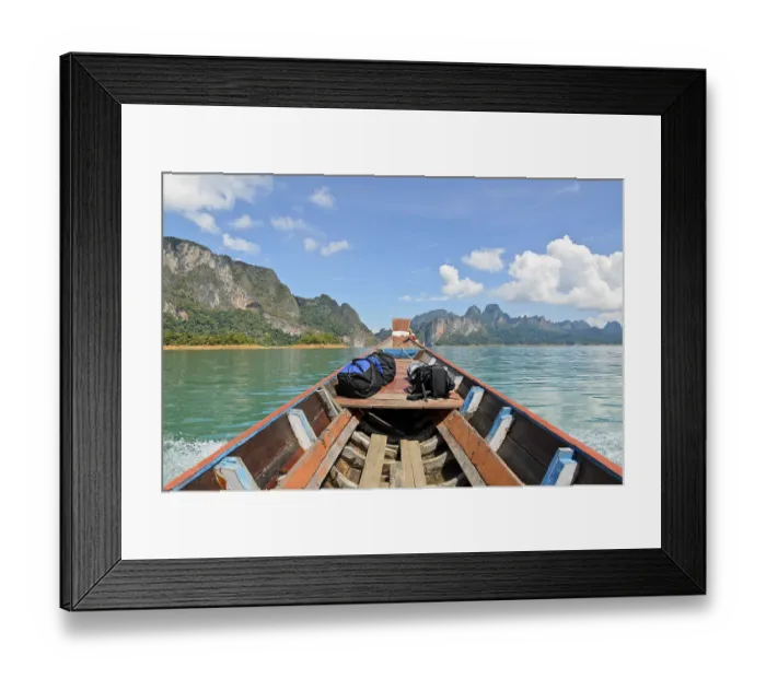 Framed Print : Travel by small boats at Ratchapapha dam in Khao Sok National Park Surat Thani province