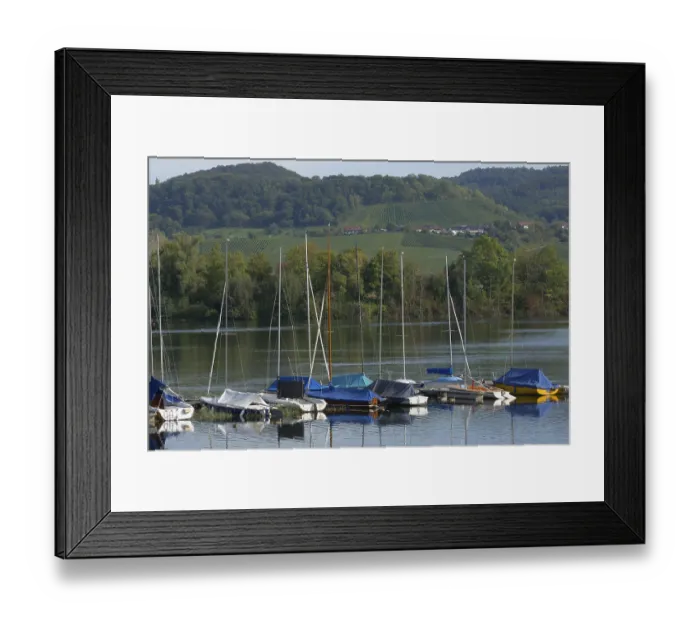 Framed Print : Lake Breitenau, wind turbine, wind power plant