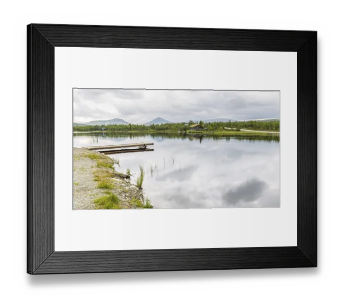 Framed Print : Panorama of Ringebu Kommune with view on a lake and the moutains of Rondane national Park in Oppland Norway