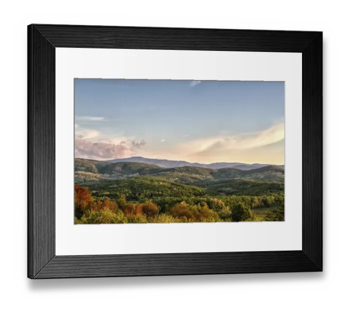 Framed Print : Spring landscape with Russian Caucasus green mountains