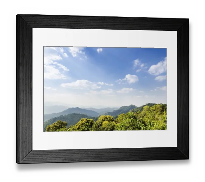 Framed Print : High angle view blue sky over mountain from Panoen Thung scenic point at Kaeng Krachan National Park Phetchaburi