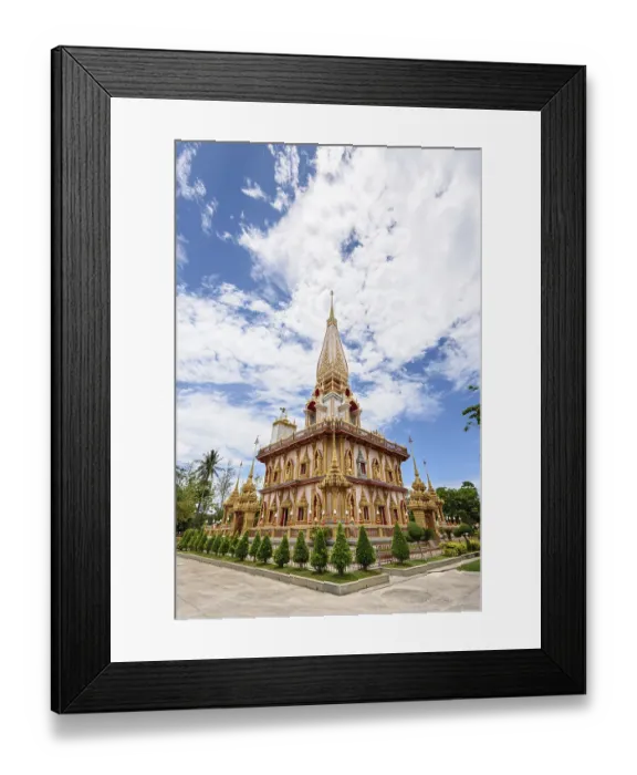 Framed Print : Beautiful pagoda at Wat Chalong or Wat Chaitararam Temple famous attractions and place of worship in Phuket Province Framed Print : Beautiful pagoda at Wat Chalong or Wat Chaitararam Temple famous attractions and place of worship in Phuket Province