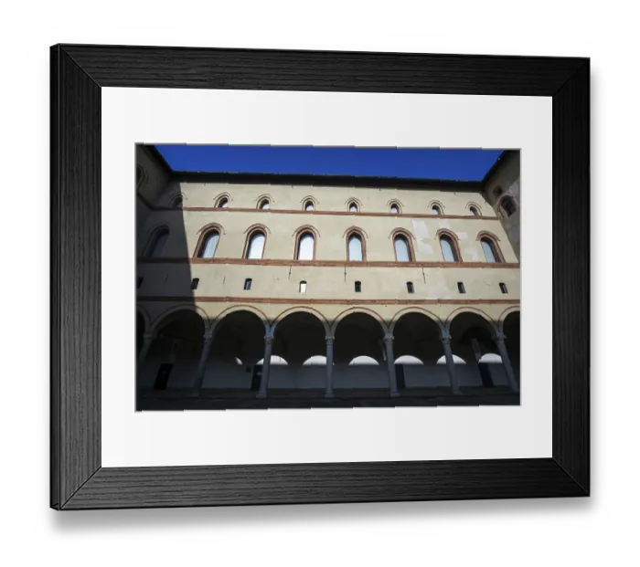 Framed Print : Courtyard inside the Sforzesco castle in Milan