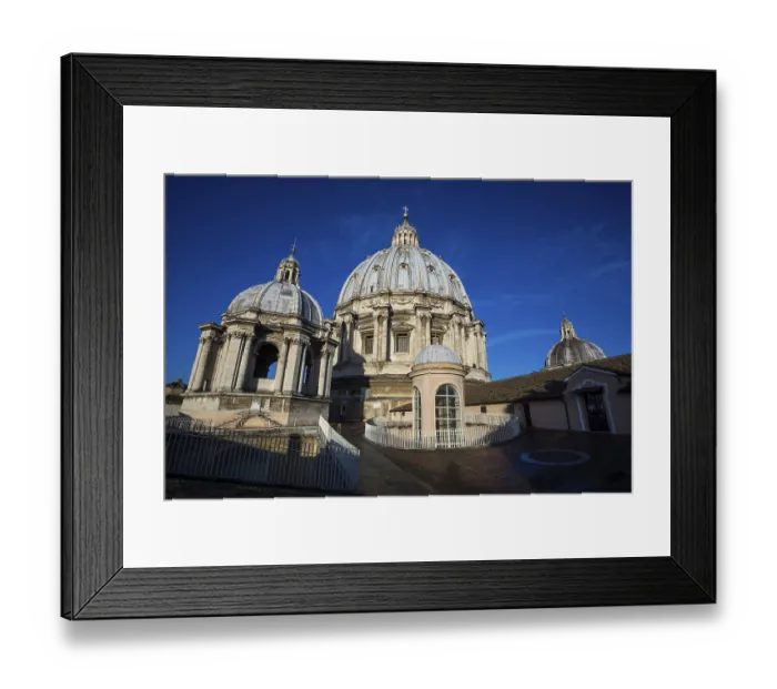Framed Print : Saint Peters Basilica Dome on top of the dome taken up close in the morning Framed Print : Saint Peters Basilica Dome on top of the dome taken up close in the morning