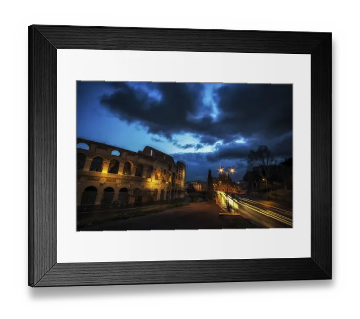 Framed Print : Colosseum and Colosseum plaza at night right before the sunrise time