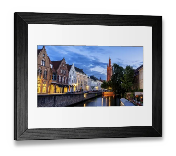 Framed Print : Church of our Lady in Bruges taken during blue hours