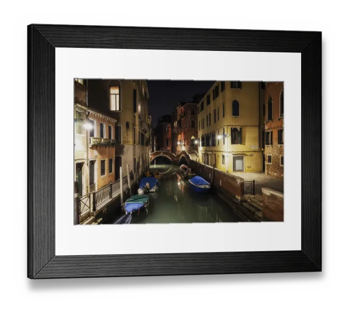 Framed Print : Canal view nearby Santa Maria Formosa church taken during night