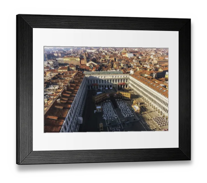 Framed Print : Saint Mark Square carnivale stage view from campanile tower Framed Print : Saint Mark Square carnivale stage view from campanile tower