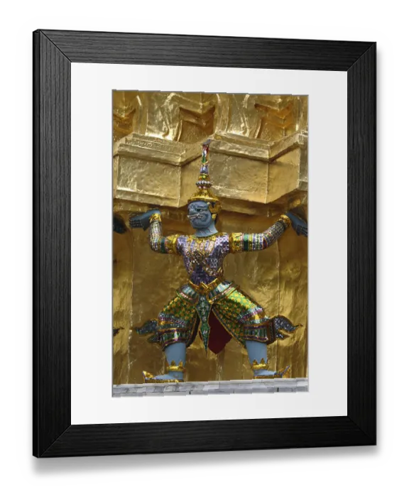 Framed Print : The statue of Demon Yaksha at golden chedi