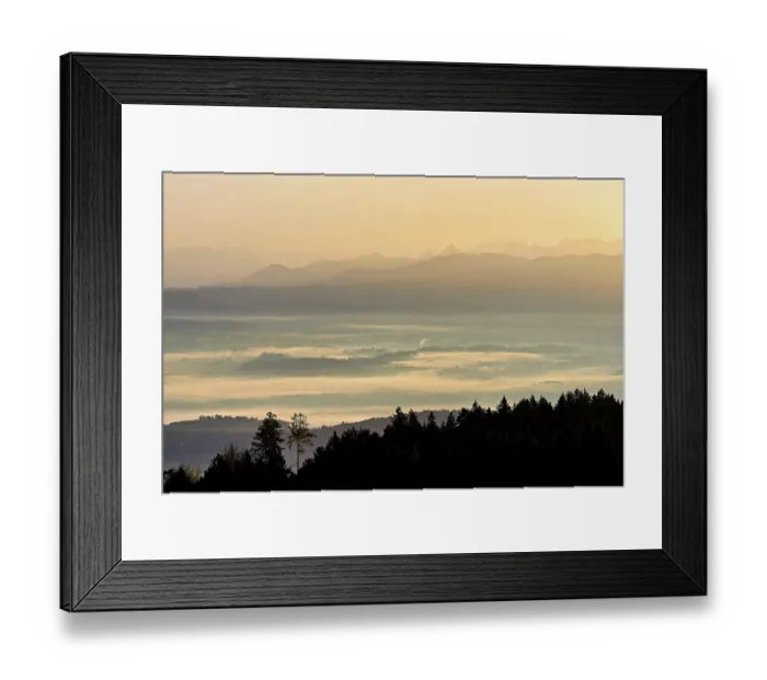 Framed Print : View from Horben of the Reuss Valley covered in fog Framed Print : View from Horben of the Reuss Valley covered in fog