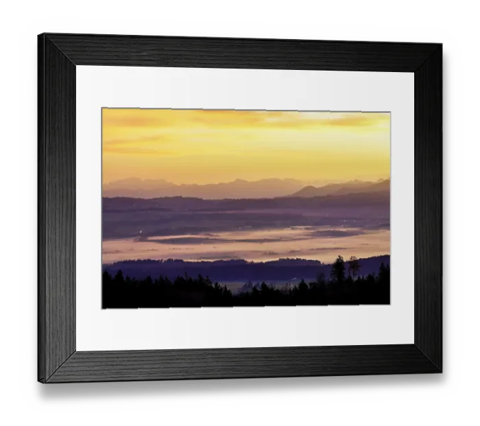 Framed Print : View from Horben of the Reuss Valley covered in fog