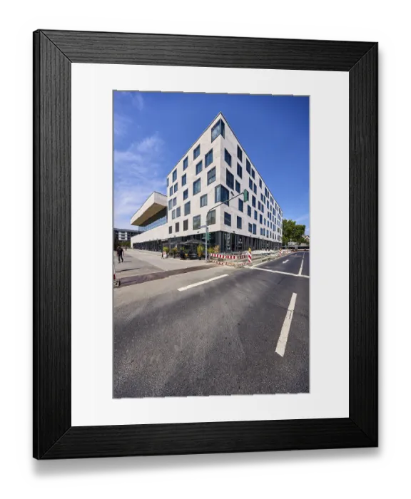 Framed Print : Pedestrian zone, road, lanes, road markings directional arrow