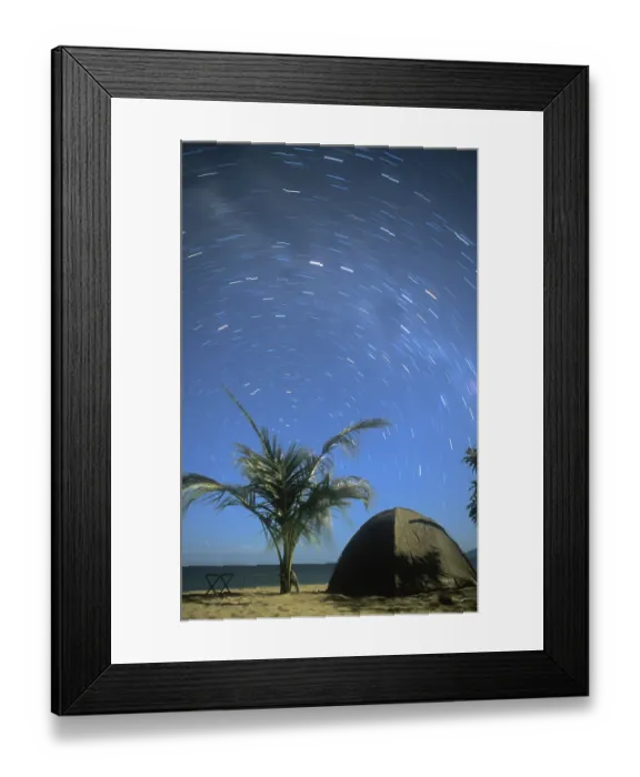 Framed Print : Long exposure, palm tree, tent