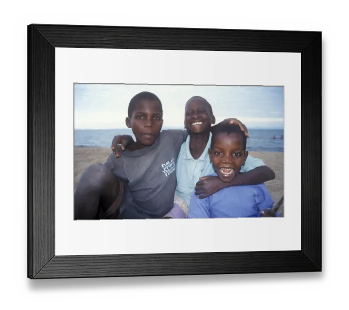 Framed Print : Three boys posing for camera, Chitimba Framed Print : Three boys posing for camera, Chitimba