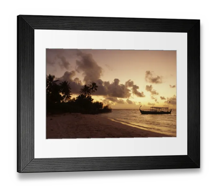 Framed Print : Beach and boat at sunset, Festu Framed Print : Beach and boat at sunset, Festu