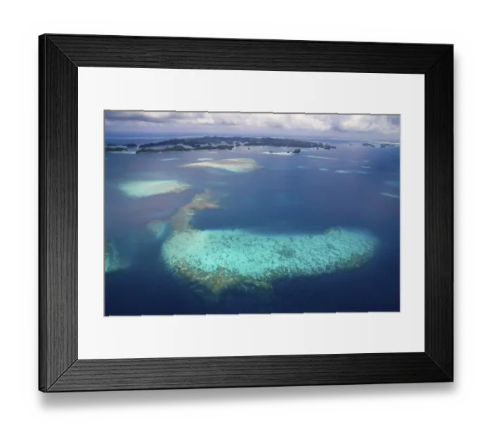 Framed Print : Aerial view, coral reef, Pacific Ocean, Palau