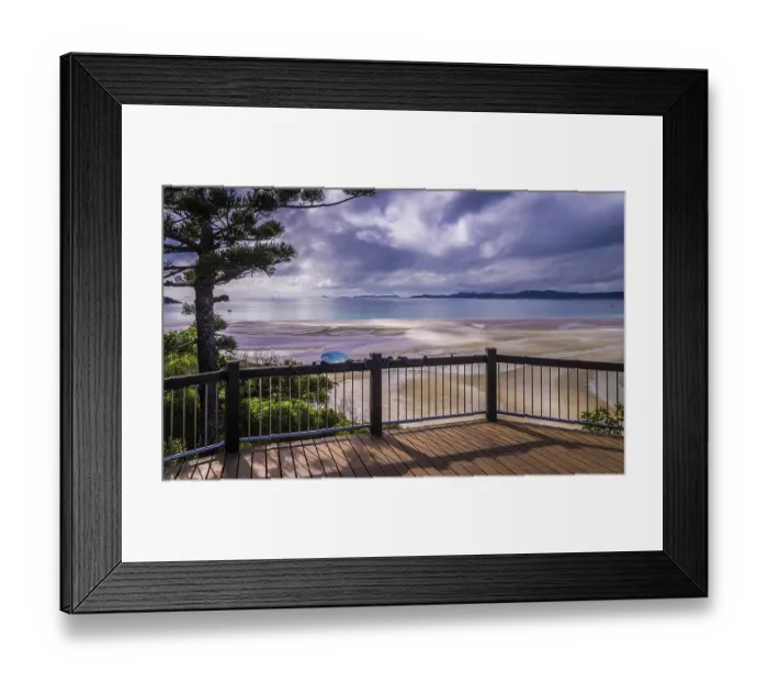Framed Print : Hill Inlet Lookout overlooking Whitehaven beach at Whitsunday Island near Airlie Beach