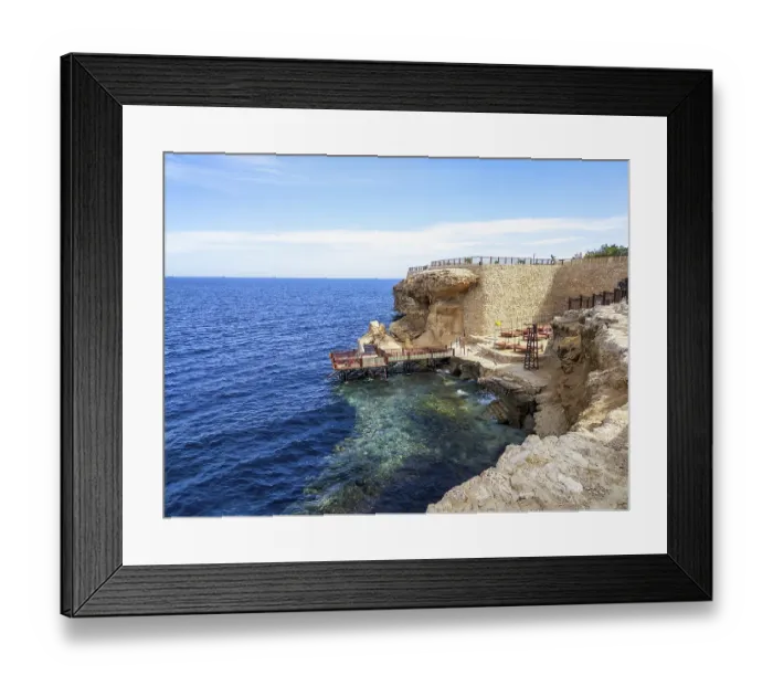 Framed Print : Coral reef with a beach without people in the Red Sea in Egypt Sharm El Sheikh