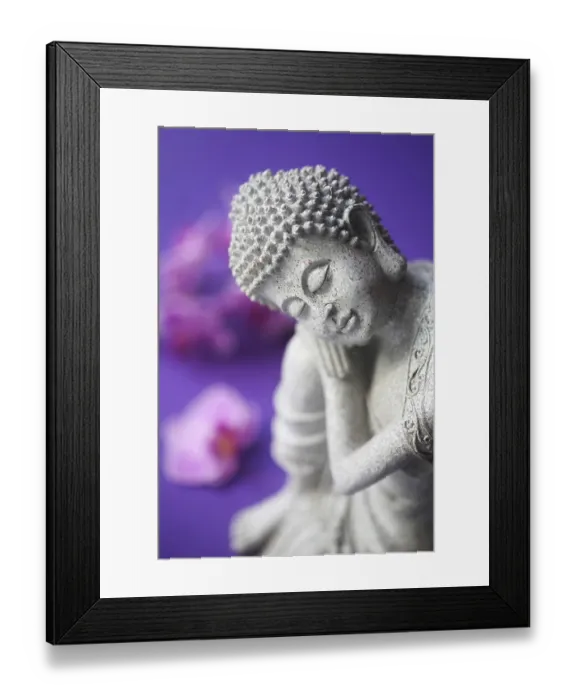 Framed Print : Buddha Figurine With Orchids In The Background