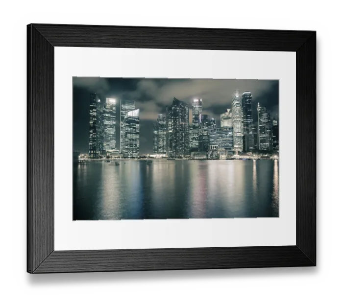 Framed Print : Singapore downtown skyline by night time
