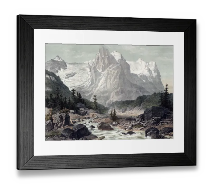 Framed Print : Wellhorn, mountain in the Bernese Alps and Wetterhorn