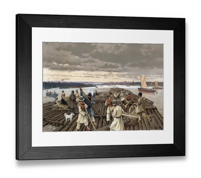 Framed Print : Wood rafting on the Vistula near Thorn