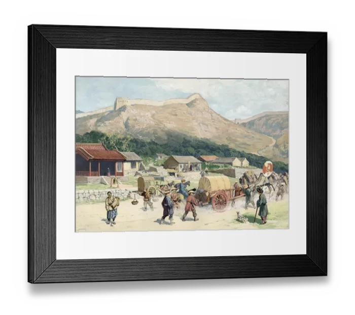 Framed Print : German colony, village scene and Great Wall of China at Nankou Pass