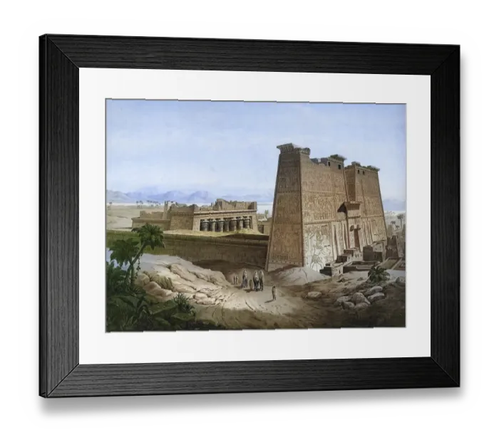 Framed Print : The Temple of Edfu is an ancient Egyptian temple complex on the western edge of the city of Edfu in Upper Egypt