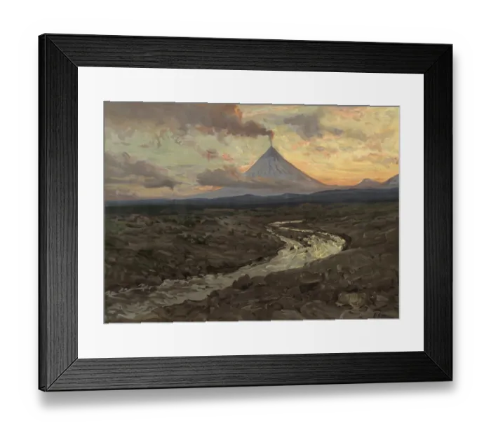 Framed Print : Active volcano on Kamchatka, peninsula in northeast Asia