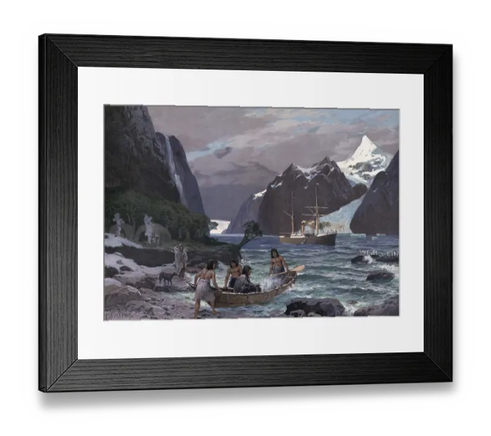 Framed Print : Locals with a boat and a steamer on their way through the Strait of Magellan Framed Print : Locals with a boat and a steamer on their way through the Strait of Magellan