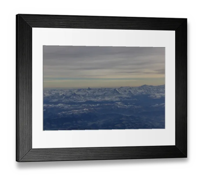 Framed Print : Alpine panorama at dusk, aerial view Framed Print : Alpine panorama at dusk, aerial view