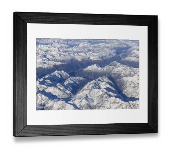 Framed Print : Lech valley and side valleys, snowy mountains in early winter