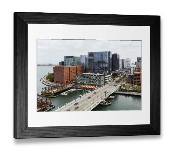 Framed Print : View of Northern Avenue Bridge over Fort Point Channel