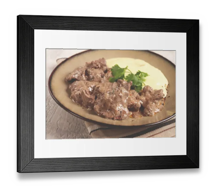 Framed Print : Liver beef stroganoff, with mashed potatoes Framed Print : Liver beef stroganoff, with mashed potatoes