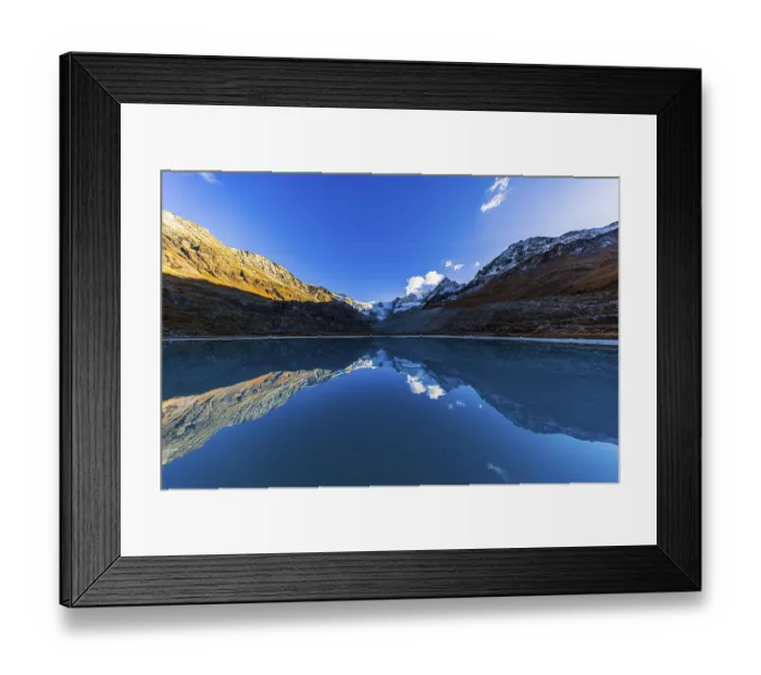 Framed Print : The Moiry glacier and mountain peaks are reflected in Lac de Chateaupre Framed Print : The Moiry glacier and mountain peaks are reflected in Lac de Chateaupre