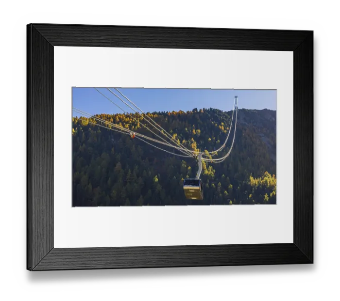 Framed Print : Gondola and cable car route from Grimentz to the Espace Weisshorn mountain station Framed Print : Gondola and cable car route from Grimentz to the Espace Weisshorn mountain station