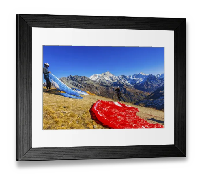 Framed Print : Paragliders are preparing for their start Framed Print : Paragliders are preparing for their start