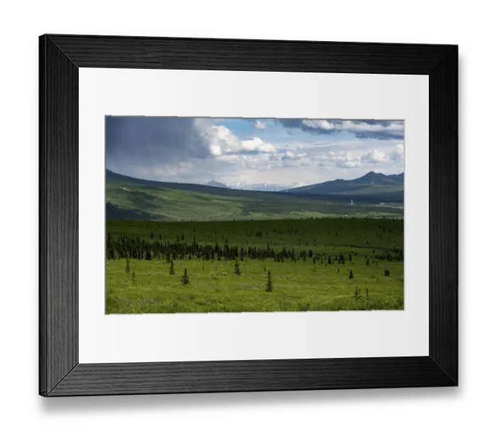 Framed Print : Tundra and mountain landscape with dramatic cloudy sky Framed Print : Tundra and mountain landscape with dramatic cloudy sky