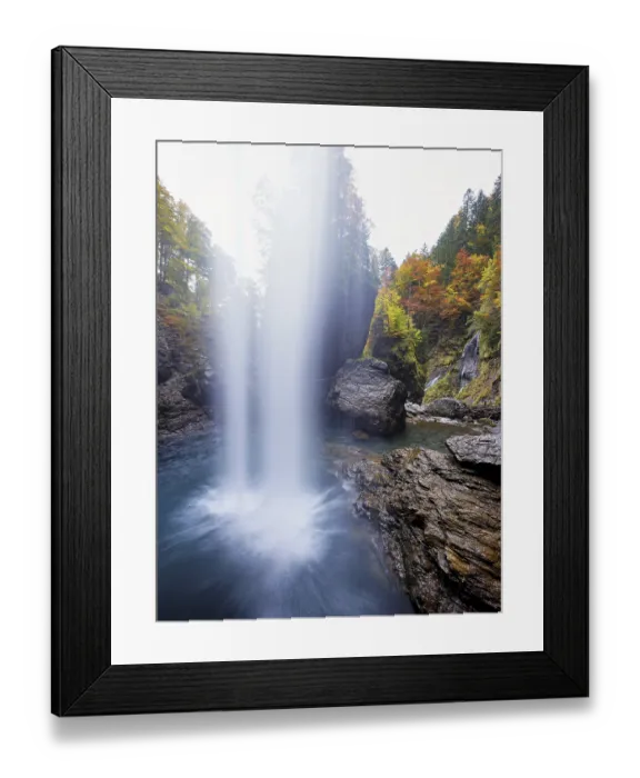 Framed Print : Waterfall mountain list in autumn-colored surroundings