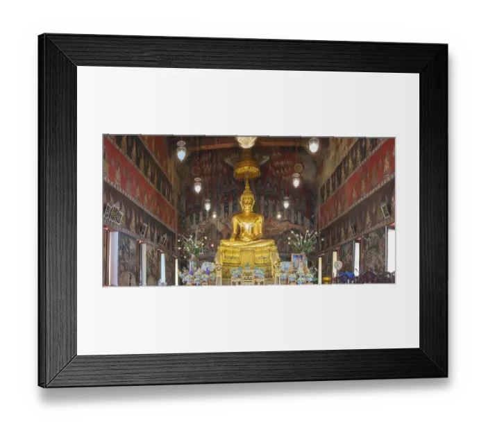 Framed Print : Golden Buddha statue with Bhumispara-mudra