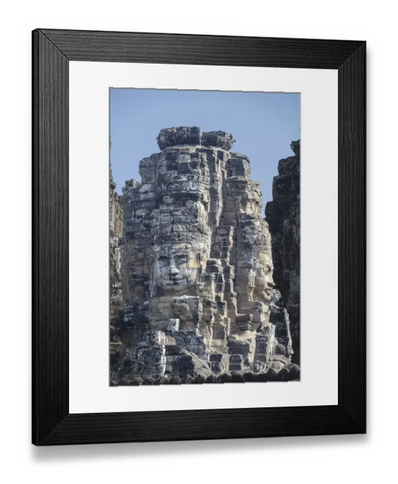 Framed Print : Huge stone-carved faces of Bodhisattva Lokeshvara