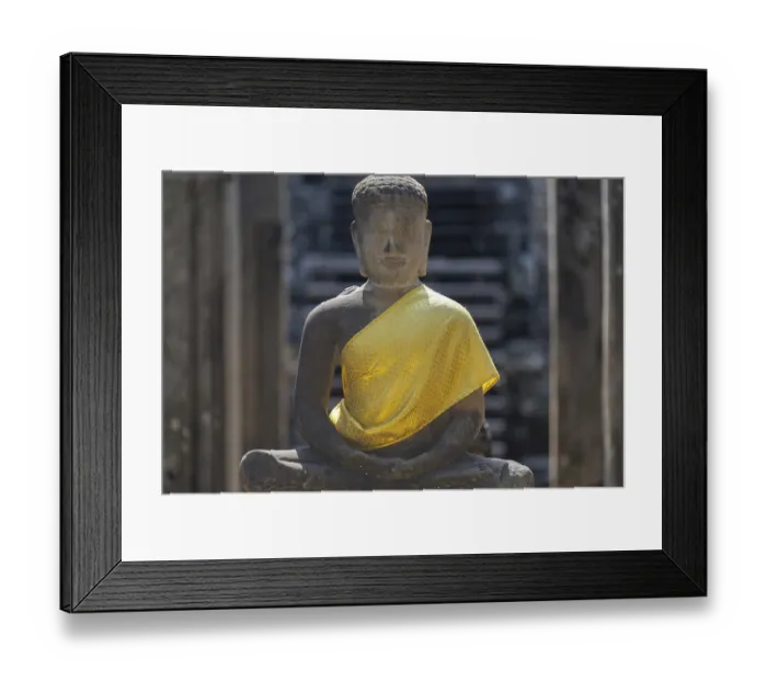 Framed Print : Sandstone Buddha statue, (Dhyana-mudra: gesture of meditation) Framed Print : Sandstone Buddha statue, (Dhyana-mudra: gesture of meditation)