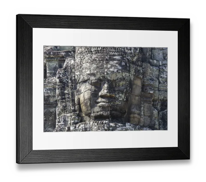 Framed Print : Huge stone-carved faces of Bodhisattva Lokeshvara