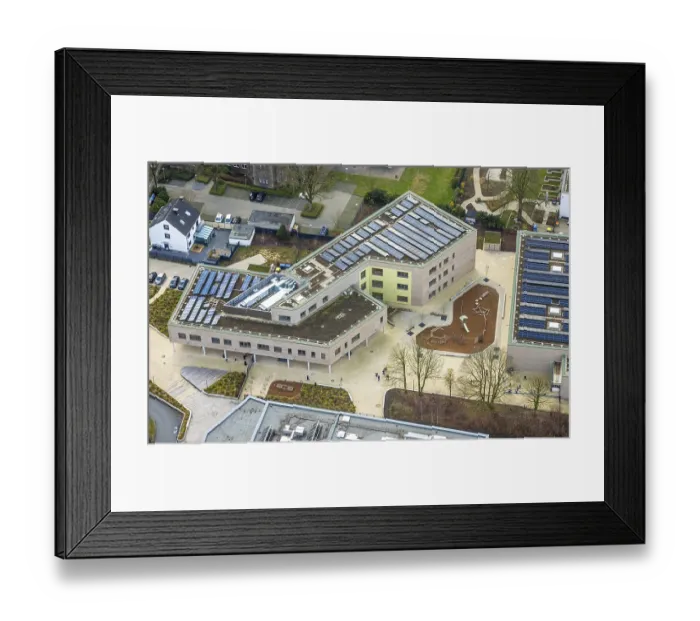 Framed Print : Aerial view, new Hospice and Palliative Center Niederberg building Framed Print : Aerial view, new Hospice and Palliative Center Niederberg building