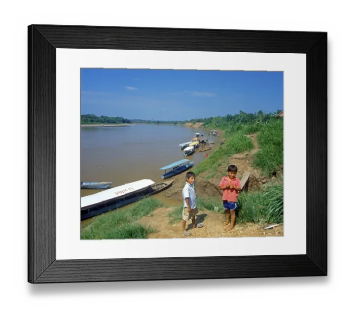 Framed Print : Children, Rio Tambopata, Amazon Basin Framed Print : Children, Rio Tambopata, Amazon Basin