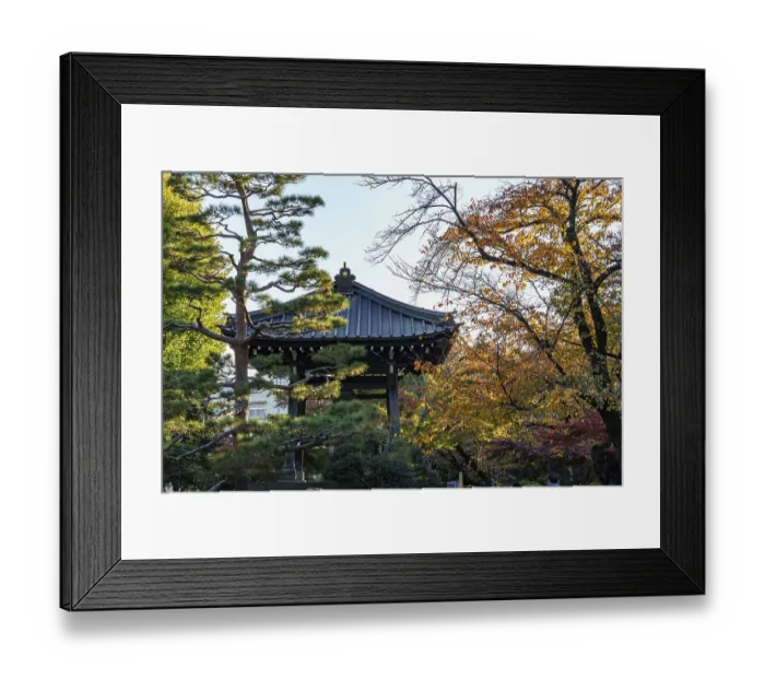 Framed Print : A traditional pavilion surrounded by autumn leaves in a Japanese garden